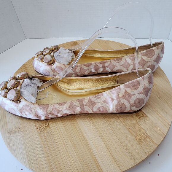 Coach Sonnet Ballet Flats Satin/Polyester Uppers Gold Hardware Rare Vintage Sz10 - Picture 5 of 16